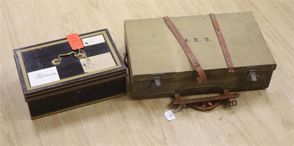 A 1930s picnic set, in a canvas covered case (incomplete)